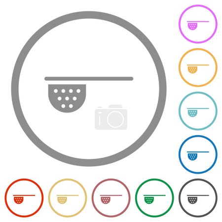 Illustration for Tea stainer flat color icons in round outlines on white background - Royalty Free Image