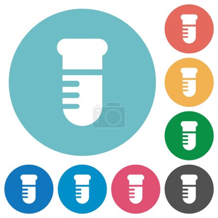 Illustration for Test tube solid flat white icons on round color backgrounds - Royalty Free Image