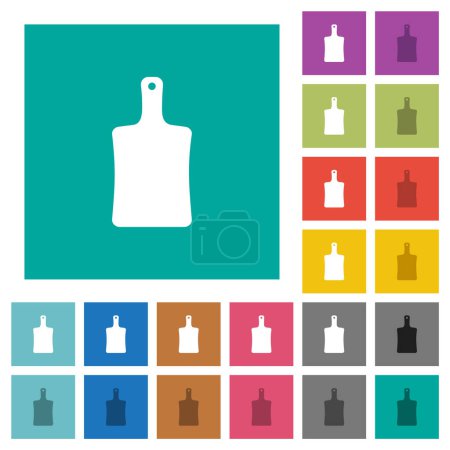 Illustration for Cutting board solid multi colored flat icons on plain square backgrounds. Included white and darker icon variations for hover or active effects. - Royalty Free Image