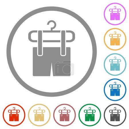 Illustration for Shorts on the clothes dryer flat color icons in round outlines on white background - Royalty Free Image