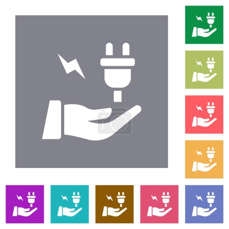 Illustration for Energy services flat icons on simple color square backgrounds - Royalty Free Image