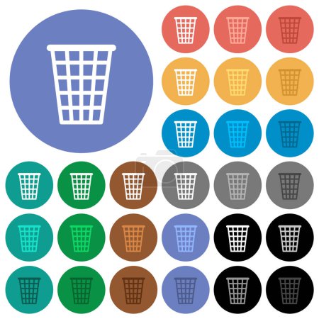 Illustration for Single empty tall trash outline multi colored flat icons on round backgrounds. Included white, light and dark icon variations for hover and active status effects, and bonus shades. - Royalty Free Image