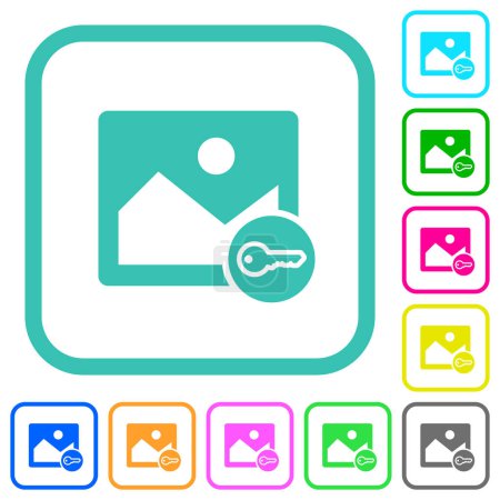 Image secure alternate vivid colored flat icons in curved borders on white background