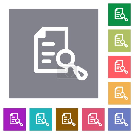 Document de recherche icônes plates sur fond carré de couleur simple
