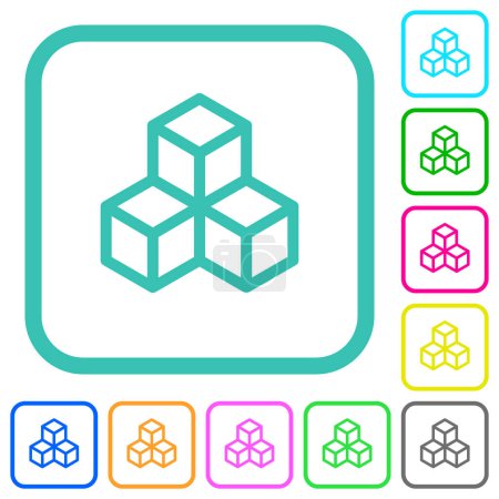 Blockchain esbozar iconos planos de colores vivos en bordes curvos sobre fondo blanco