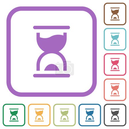Illustration for Sandglass alternate simple icons in color rounded square frames on white background - Royalty Free Image