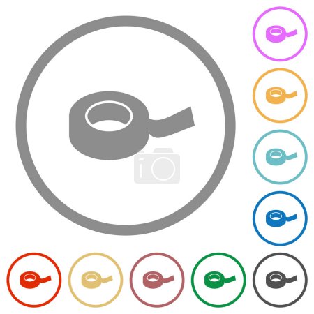 Illustration for Insulating tape flat color icons in round outlines on white background - Royalty Free Image