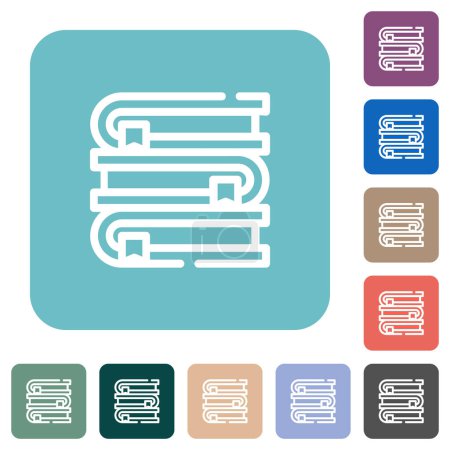 Illustration for Stack of books outline white flat icons on color rounded square backgrounds - Royalty Free Image