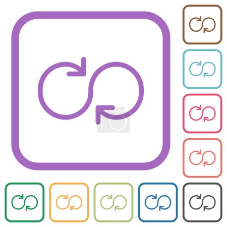 Zyklus einfache Symbole in farbig gerundeten quadratischen Rahmen auf weißem Hintergrund