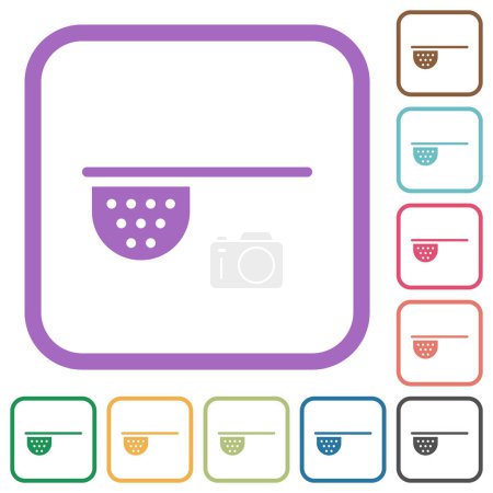 Illustration for Tea stainer simple icons in color rounded square frames on white background - Royalty Free Image