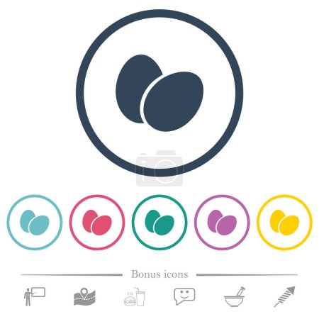 Zwei Eier einfarbige Symbole in runden Umrissen. 6 Bonussymbole enthalten.