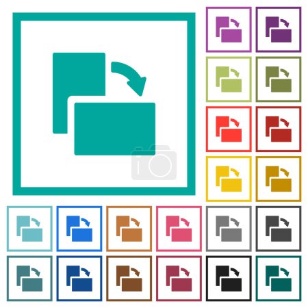 Élément rotatif droit icônes plates de couleur unie avec cadres quadrants sur fond blanc