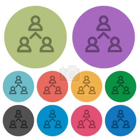 Illustration for Networking business group outline darker flat icons on color round background - Royalty Free Image