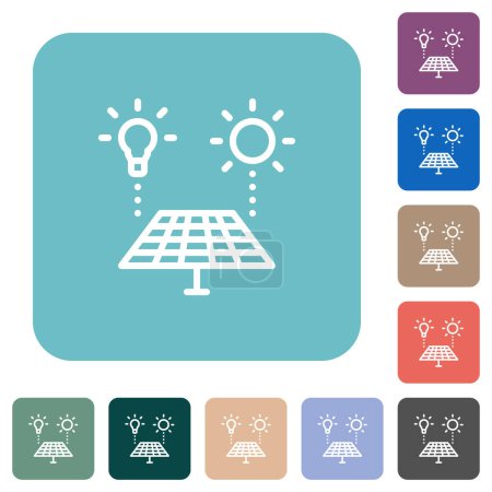 Ilustración de Iconos planos blancos de reciclaje de energía solar en fondos cuadrados redondeados de color - Imagen libre de derechos