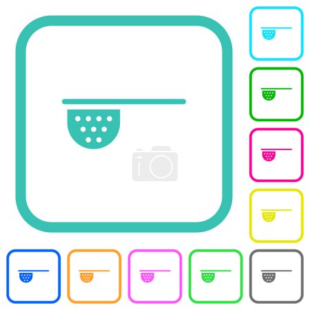 Tea stainer vivid colored flat icons in curved borders on white background