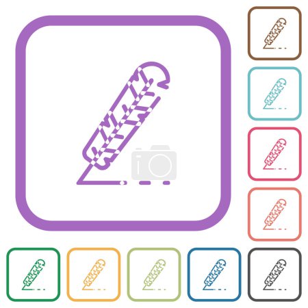 Ilustración de Esquema de pluma iconos simples en color marcos cuadrados redondeados sobre fondo blanco - Imagen libre de derechos