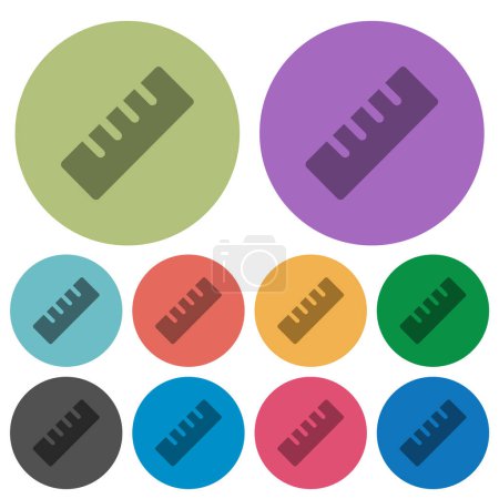 Ruler solid darker flat icons on color round background