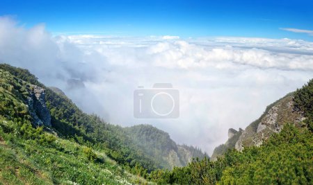 Téléchargez les photos : Paysage de montagne au-dessus des nuages. Carpates de Roumanie - en image libre de droit