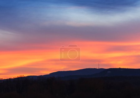 Photo for Hill Klet in Blansky les with winter forest. Czech landscape - Royalty Free Image