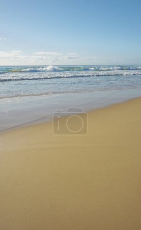 Photo for Conceptual empty beach lifestyle background image. Choice destination for relaxation holiday vacation inspiration atmosphere honeymoon surfing adventure. Sunshine Coast Queensland. - Royalty Free Image