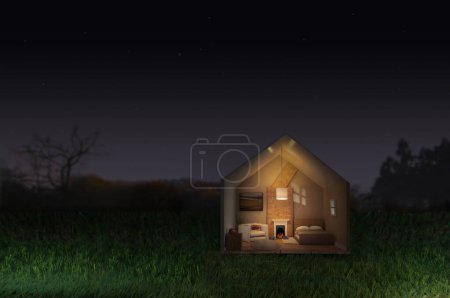 Foto de Casa en miniatura por la noche - Imagen libre de derechos
