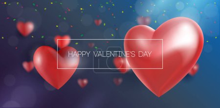 Foto de Valentines Day Banner 3D Heart Background. Blue, Red, White, Pink. Postcard, Love Message or Greeting Card. Place For Text. Ready For Your Design, Advertising. Vector Illustration. EPS10 - Imagen libre de derechos