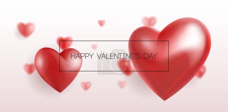 Photo for Valentines Day Banner 3D Heart Background. White, Red, Pink. Postcard, Love Message or Greeting Card. Place For Text. Ready For Your Design, Advertising. Vector Illustration. EPS10 - Royalty Free Image