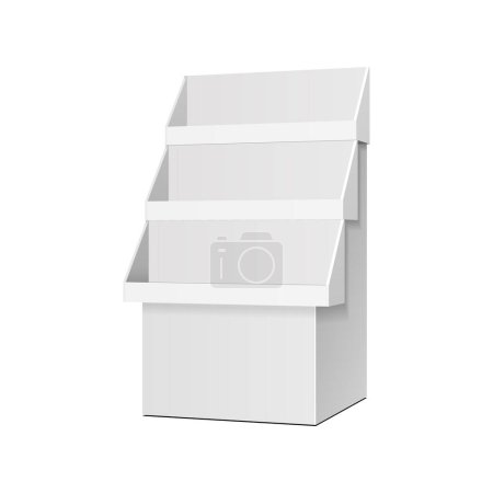 Photo for Mockup Up Cardboard Retail Shelves Floor Display Rack For Supermarket Blank Empty. Mock Up. 3D On White Background Isolated. Ready For Your Design. Product Advertising. Vector EPS10 - Royalty Free Image