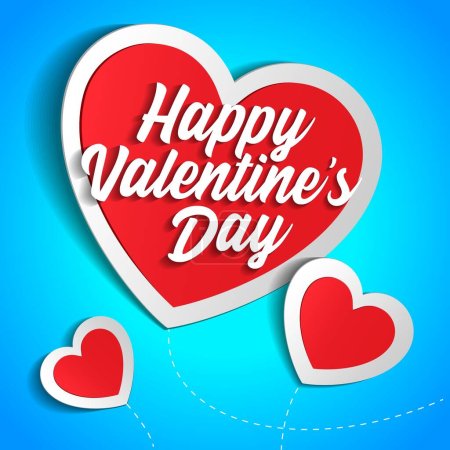 Photo for Valentines Day Banner, Paper Sticker Heart Background. Red, White, Blue. Postcard, Love Message or Greeting Card. Place For Text. Template, Illustration Ready For Your Design. Vector EPS10 - Royalty Free Image