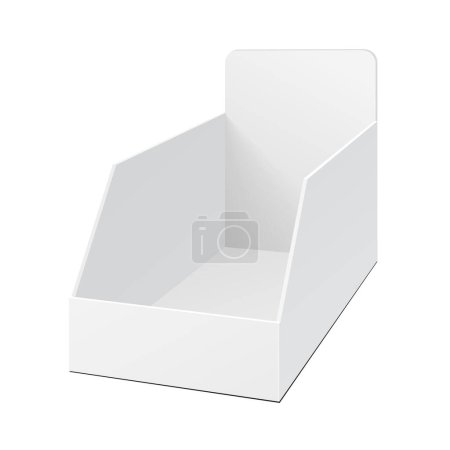 Photo for Mockup POS POI Cardboard Blank Empty Display Show Box Holder For Advertising Fliers, Leaflets, Products. Illustration Isolated On White Background. Mock Up Template Ready For Your Design. - Royalty Free Image
