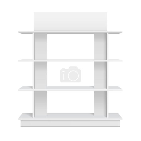 Photo for Mockup Display Rack Showcase For Supermarket With Retail Shelves. Front View 3D. Illustration Isolated On White Background. Mock Up Template Ready For Your Design. Product Advertising. Vector EPS10 - Royalty Free Image
