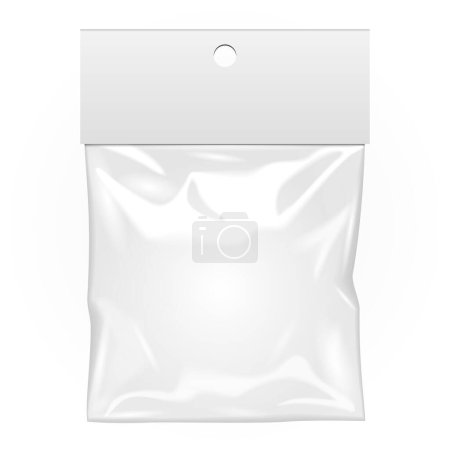 Photo for Mockup Blank Plastic Pocket Bag. Transparent. With Hang Slot. Illustration Isolated On White Background. Mock Up Template Ready For Your Design. Vector EPS10 - Royalty Free Image