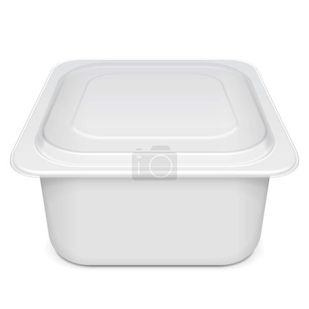 Photo for Mockup Empty Closed Blank Styrofoam Plastic Food Tray Container Box With Lid. Illustration Isolated On White Background. Mock Up Template Ready For Your Design. Vector EPS10 - Royalty Free Image