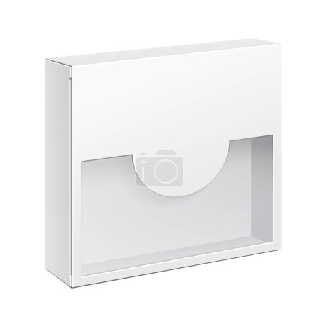 Foto de Caja plástica del paquete del cartón del producto de Mockup con la ventana. Ilustración Aislado sobre fondo blanco. Plantilla Mock Up listo para su diseño. Vector EPS10 - Imagen libre de derechos
