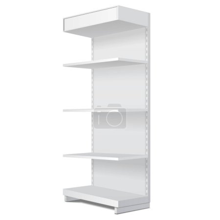 Photo for Mockup Blank Empty Showcase Display With Retail Shelves. Perspective View 3D. Illustration Isolated On White Background. Mock Up Template Ready For Your Design. Product Advertising. - Royalty Free Image