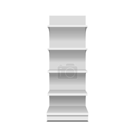 Photo for Blank Empty Showcase Display With Retail Shelves. Front View 3D. Illustration Isolated On White Background. Mock Up Template Ready For Your Design. Product Advertising. Vector EPS10 - Royalty Free Image