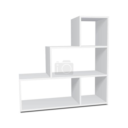 Photo for Blank Empty Showcase Display Rack With Retail Shelves. Front View 3D. Illustration Isolated On White Background. Mock Up Template Ready For Your Design. Vector EPS10 - Royalty Free Image