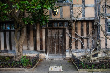 The exterior of Halls Croft in Stratford-Upon-Avon, UK - the beautiful Jacobean building was home to Susanna Shakespeare - the daughter of William Shakespeare.