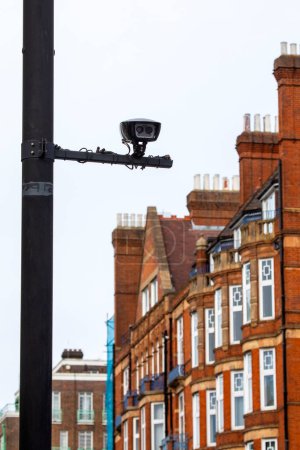 Close-up of a London Congestion Charge Zone camera.