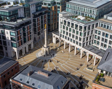 Photo for London, UK - March 9th 2024: Paternoster Square, viewed from the Stone Gallery at St. Pauls Cathedral in London, UK. - Royalty Free Image