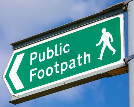 Close-up of a Public Footpath sign in the United Kingdom. 