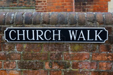 Street sign for Church Walk in the town of Maldon, Essex, UK.
