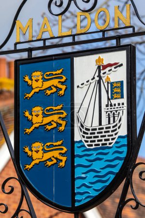Close-up of a sign in the beautiful town of Maldon in Essex, UK.