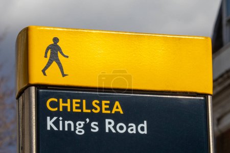 A sign on the historic Kings Road in the Chelsea area of London, UK.