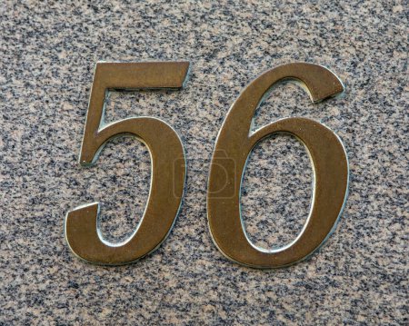 Close-up of a number 56.
