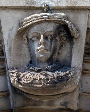 Relief sculpture of Edward VI, on the exterior of what used to be the Palace of Bridewell, then Bridewell Royal Hospital, and then Bridewell Prison in the City of London, UK.