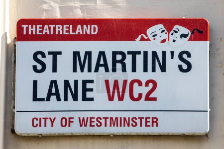 Photo for London, UK - April 20th 2023: A street sign for St. Martins Lane in London, UK. - Royalty Free Image