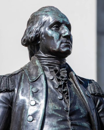 Photo for London, UK - April 20th 2023: A statue of first American President George Washington, located outside the National Gallery in London, UK. - Royalty Free Image