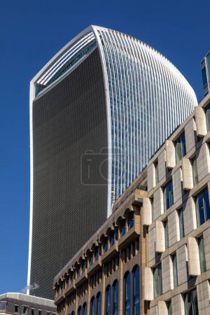 The magnificent 20 Fenchurch Street skyscraper, also known as the Walkie-Talkie Building, in the City of London, UK.