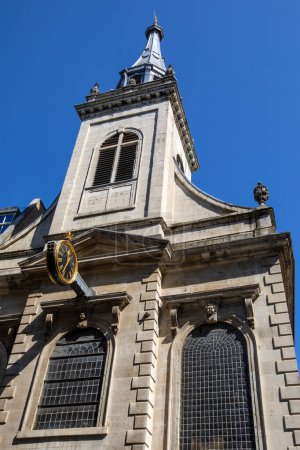 The exterior of St. Edmund, King and Martyr Church, located on Lombard Street in the City of London, UK.
